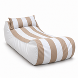 Pouf transat rayé Beige et blanc – 170 × 70 cm