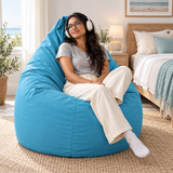 Pouf poire uni bleu turquoise