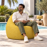 Pouf poire imprimé Géométrique jaune soleil