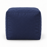 Pouf cube en velours Bleu marine – 50 × 50 cm
