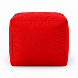 Pouf cube en velours Rouge – 50 × 50 cm
