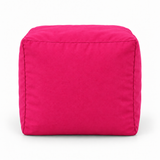 Pouf cube en velours Rose fuchsia – 50 × 50 cm