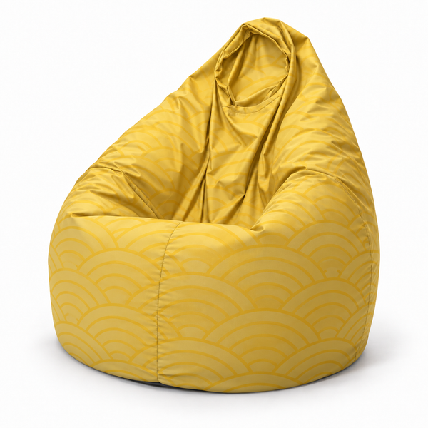 Pouf poire imprimé Géométrique jaune soleil
