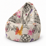 Pouf poire imprimé Paris