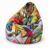 Pouf poire imprimé Graffiti