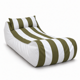 Pouf transat rayé Kaki et blanc – 170 × 70 cm