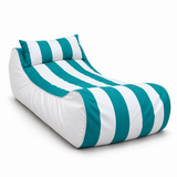 Pouf transat rayé Turquoise et blanc – 170 × 70 cm