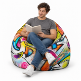 Pouf poire imprimé Graffiti