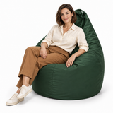 Pouf poire uni vert foncé