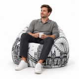 Pouf poire imprimé London Eye
