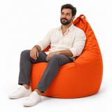 Pouf poire uni orange