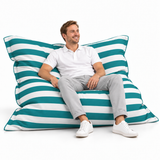 Le Géant Rayé Turquoise - Pouf Piscine étanche