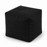 Pouf cube en velours Noir – 50 × 50 cm