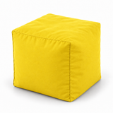 Pouf cube en velours Jaune – 50 × 50 cm