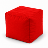 Pouf cube en velours Rouge – 50 × 50 cm