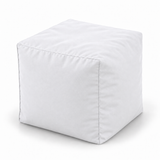 Pouf cube en velours Blanc – 50 × 50 cm