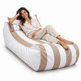 Pouf transat rayé Beige et blanc – 170 × 70 cm