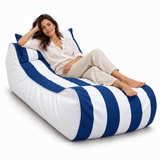 Pouf transat rayé Bleu et blanc – 170 × 70 cm