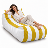Pouf transat rayé Jaune et blanc – 170 × 70 cm