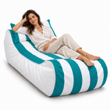 Pouf transat rayé Turquoise et blanc – 170 × 70 cm