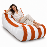 Pouf transat rayé Orange et blanc – 170 × 70 cm