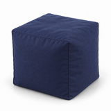 Pouf cube en velours Bleu marine – 50 × 50 cm