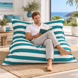 Le Géant Rayé Turquoise - Pouf Piscine étanche