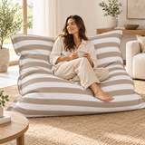 Le Géant Rayé Beige - Pouf Piscine étanche