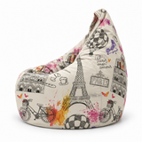 Pouf poire imprimé Paris