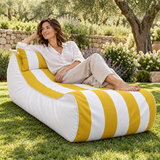 Pouf transat rayé Jaune et blanc – 170 × 70 cm