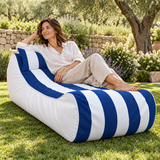 Pouf transat rayé Bleu et blanc – 170 × 70 cm