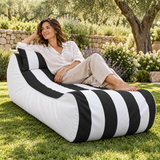Pouf transat rayé Noir et blanc – 170 × 70 cm