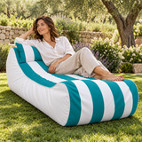 Pouf transat rayé Turquoise et blanc – 170 × 70 cm