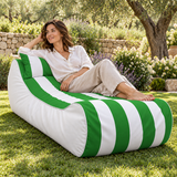 Pouf transat rayé Vert et blanc – 170 × 70 cm