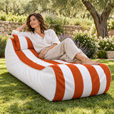 Pouf transat rayé Orange et blanc – 170 × 70 cm