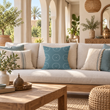 Coussin azure petals carré