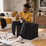 Pouf cube en velours Noir – 50 × 50 cm