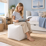 Pouf cube en velours Blanc – 50 × 50 cm