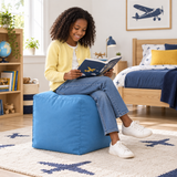 Pouf cube en velours Bleu ciel – 50 × 50 cm