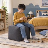 Pouf cube en velours Gris – 50 × 50 cm