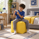 Pouf cube en velours Jaune – 50 × 50 cm