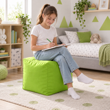 Pouf cube en velours Vert anis – 50 × 50 cm