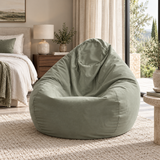 Pouf poire en velours Vert Sauge