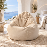 Pouf poire en velours Beige Clair