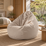 Pouf poire en velours Greige Clair