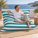 Le Géant Rayé Turquoise - Pouf Piscine étanche