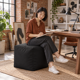 Pouf cube en velours Noir – 50 × 50 cm