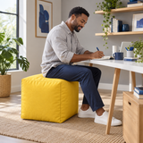 Pouf cube en velours Jaune – 50 × 50 cm