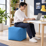 Pouf cube en velours Bleu ciel – 50 × 50 cm