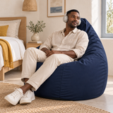 Pouf poire uni bleu marine